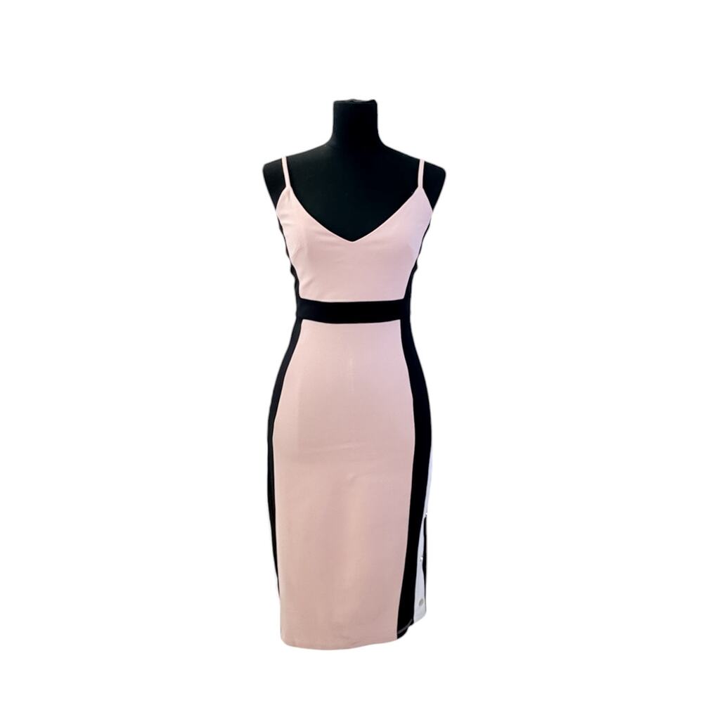 Mind Code Women's Large Pink Colorblock Bodycon Midi Dress